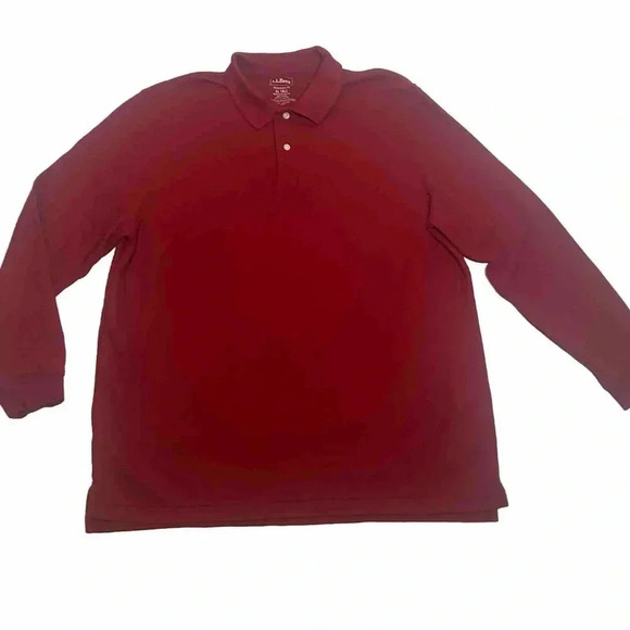 L.L. Bean Dark Red Long Sleeve Polo XLT - Picture 1 of 4